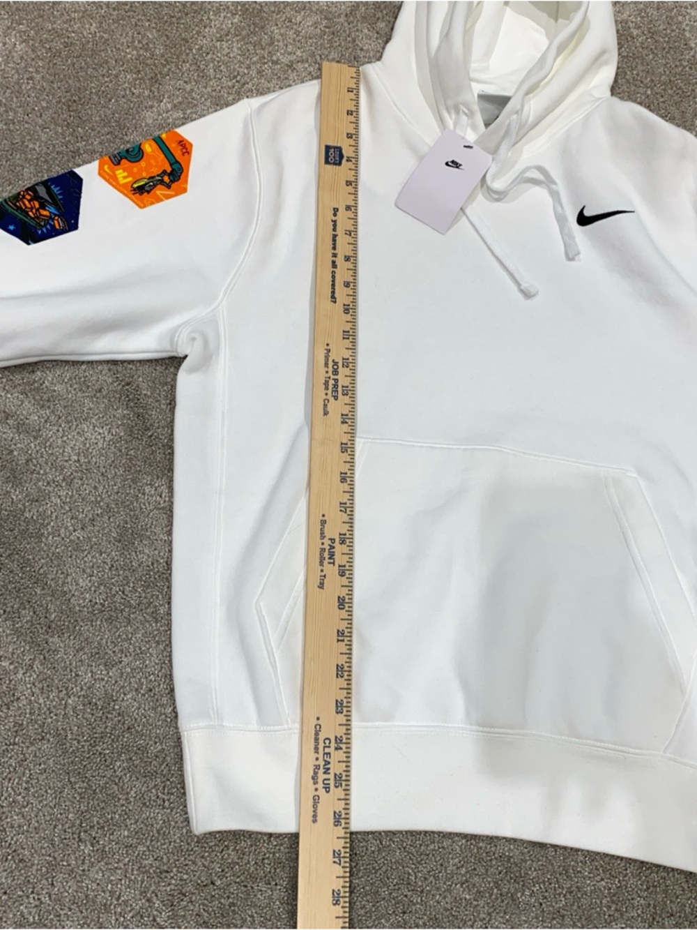 Nike White Sportswear Club Hoodie Graphic Back & Sleeves Space Team NWT Men's S - Picture 8 of 10